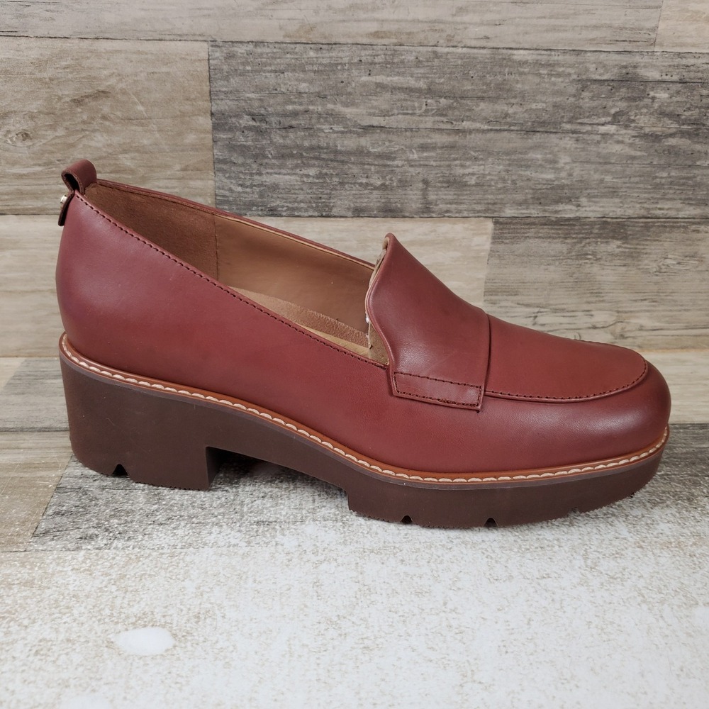 Naturalizer Darry Womens Loafer Shoes Sz 7.5 W Cappuccino Brown Leather Lug Sole